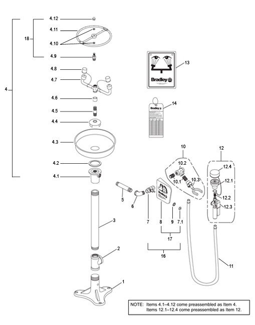 Bradley S19-210P Parts Breakdown