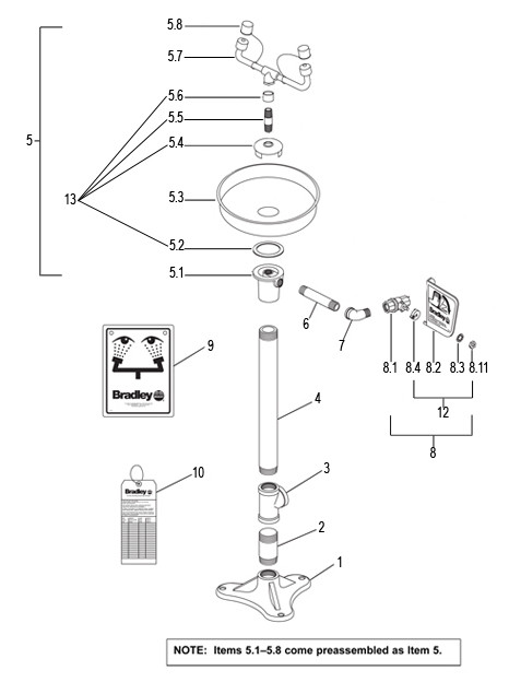 Bradley S19-210U Parts Breakdown
