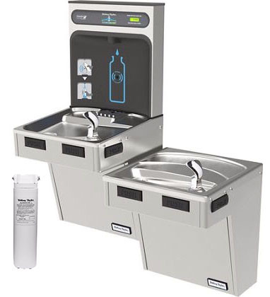 Halsey Taylor HydroBoost HTHB-HACG8BLSS-WF GreenSpec Filtered Stainless Steel Dual Drinking Fountain with Bottle Filler