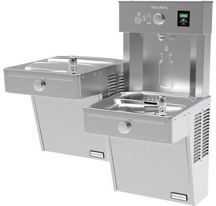 Halsey Taylor HydroBoost HTHBHVR8BL-NF Heavy Duty Vandal-Resistant Dual Drinking Fountain with Bottle Filler