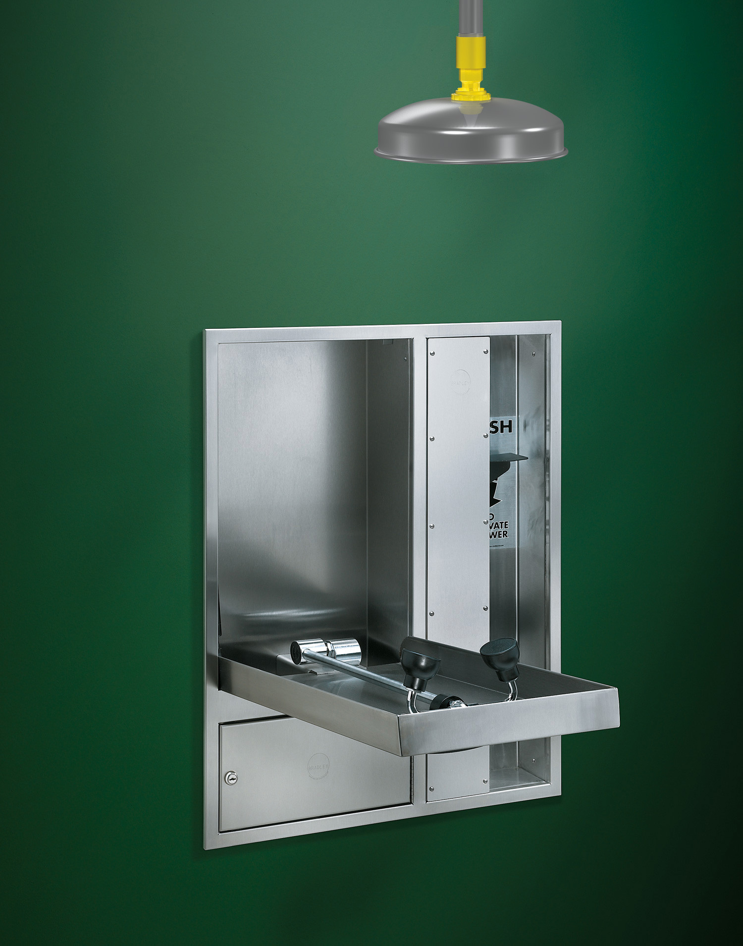 Bradley S19-325BF Recessed Barrier-Free Combination Drench Shower & Eye/Face Wash