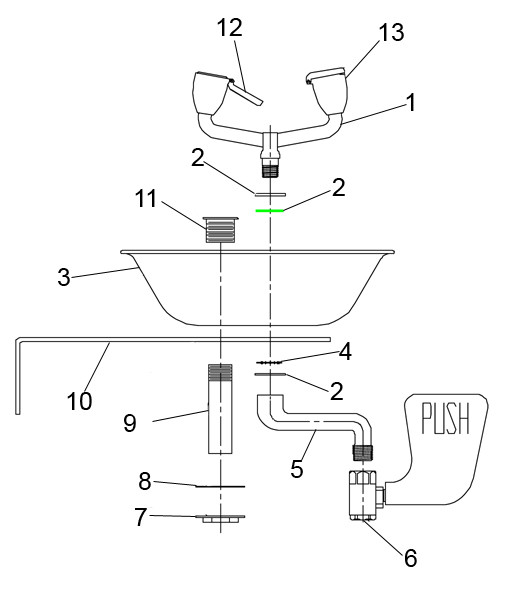 Speakman SE-490-ADA Eye-Face Wash Parts Breakdown