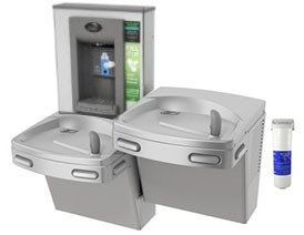 Oasis PGF8SBFSL Filtered Stainless Steel Dual Drinking Fountain with Manual Bottle Filler