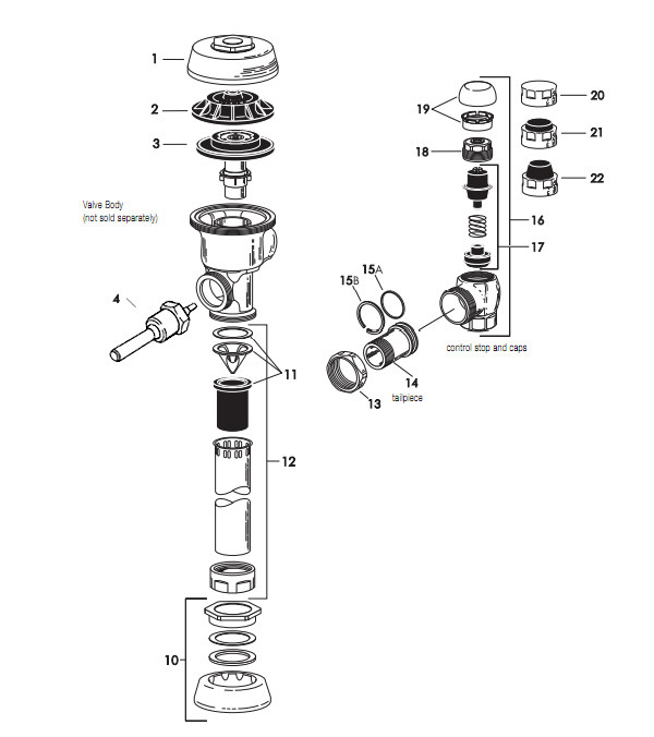 Sloan UPPERCUT Flushometer Parts Breakdown
