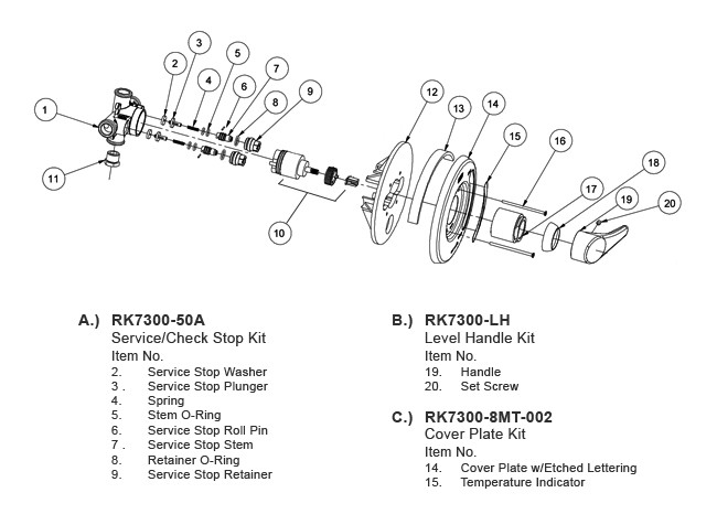 Zurn Z7300 Temp-Gard III Valve Parts Breakdown