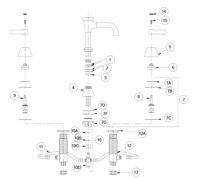 Zurn Widespread Vacuum Breaker Faucet Parts Breakdown 