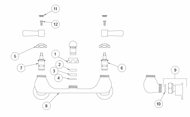 Zurn Z842 Swing Spout Faucet Parts Breakdown 