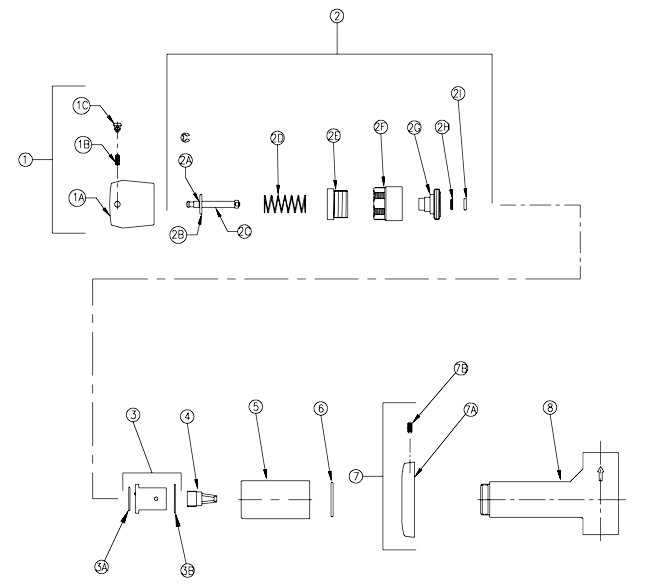 Zurn Z87300-CWO Single Metering Shower Valve Parts Breakdown 