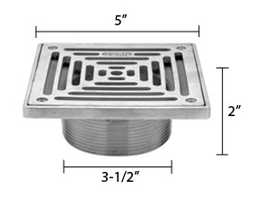 Zurn ZS400-5SS ZS400 "TYPE SS" Square Strainer - Type 304 Stainless Steel Top