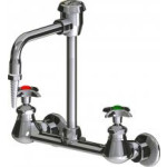 Chicago LWM4-A11-E Wall-Mounted Dual-Inlet Water Faucet with Adjustable Centers