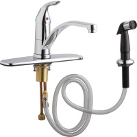 Chicago 432-ABCP Single Lever Hot and Cold Water Mixing Sink Faucet with Side Spray