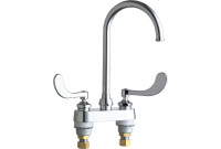 Chicago 895-317GN2AFCABCP E-Cast Sink Faucet, Gooseneck Spout, 1.6 GPM Laminar Flow Control Device in Spout, Indexed Wristblade Handles, Quaturn Operating Cartridges