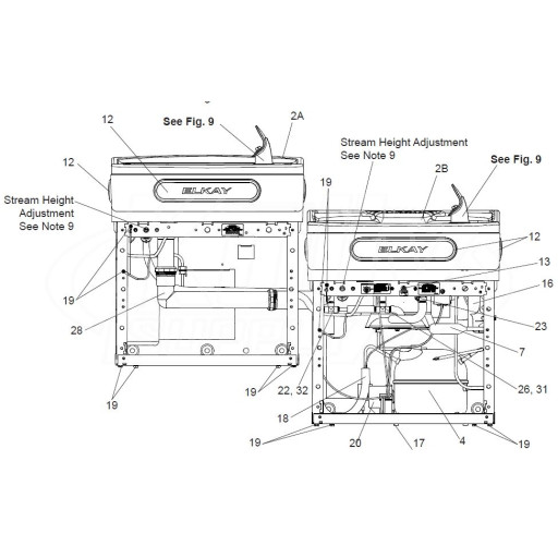 Elkay EZH2O Bi-Level Bottle Filler EZSTLDWS.1D Parts Breakdown