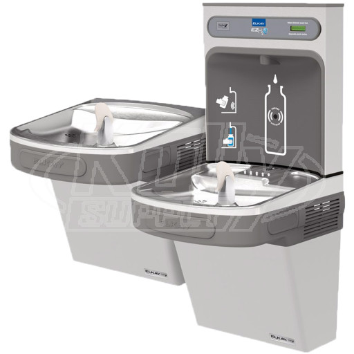 Elkay EZH2O EZSTLDDWSSK Stainless Steel NON-REFRIGERATED Dual Drinking Fountain with Bottle Filler