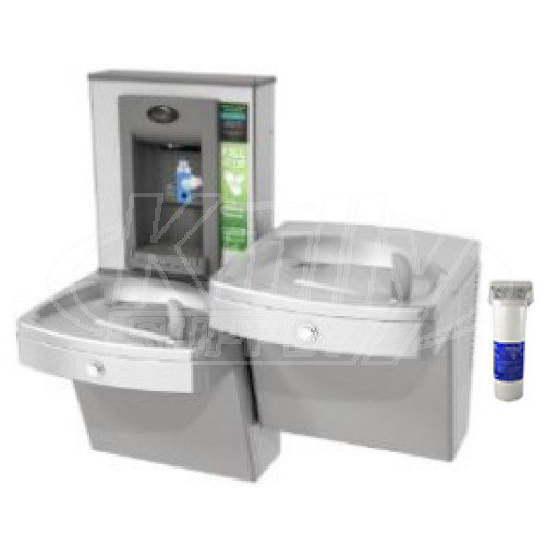 Oasis PGVF8SBFSL Filtered Vandal-Resistant Dual Drinking Fountain with Manual Bottle Filler