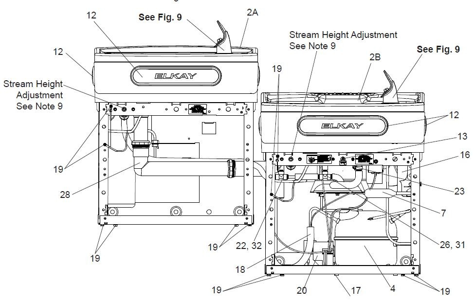 Elkay EZH2O Bi-Level Bottle Filler EZSTLDWS.1D Parts Breakdown