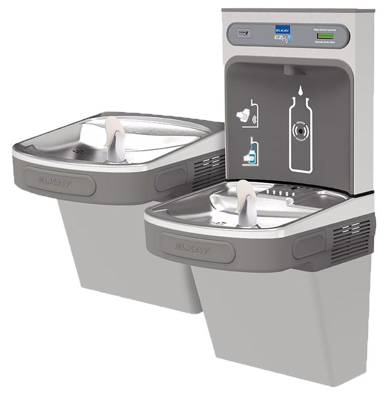 Elkay EZH2O LZSTLG8WSLK GreenSpec Filtered Dual Drinking Fountain with Bottle Filler