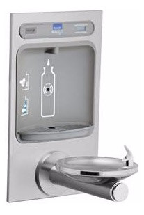 Elkay EZH2O EZWS-EDFPBM114K NON-REFRIGERATED Bottle Filling Station with Stainless Steel Integral SwirlFlo Fountain