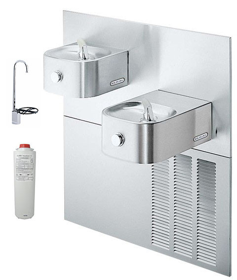 Elkay LNTEM8FK Filtered In-Wall Dual Drinking Fountain with Glass Filler