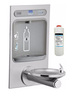 Elkay EZH2O LZWS-EDFPBM114K NON-REFRIGERATED Bottle Filling Station with Filtered Stainless Steel Integral SwirlFlo Fountain