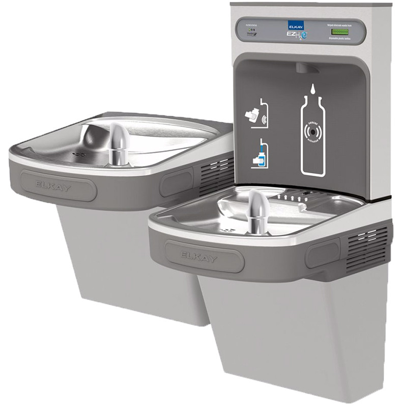 Elkay EZH2O LZSTLDDWSVRLK Filtered NON-REFRIGERATED Dual Drinking Fountain with Vandal-Resistant Bubbler