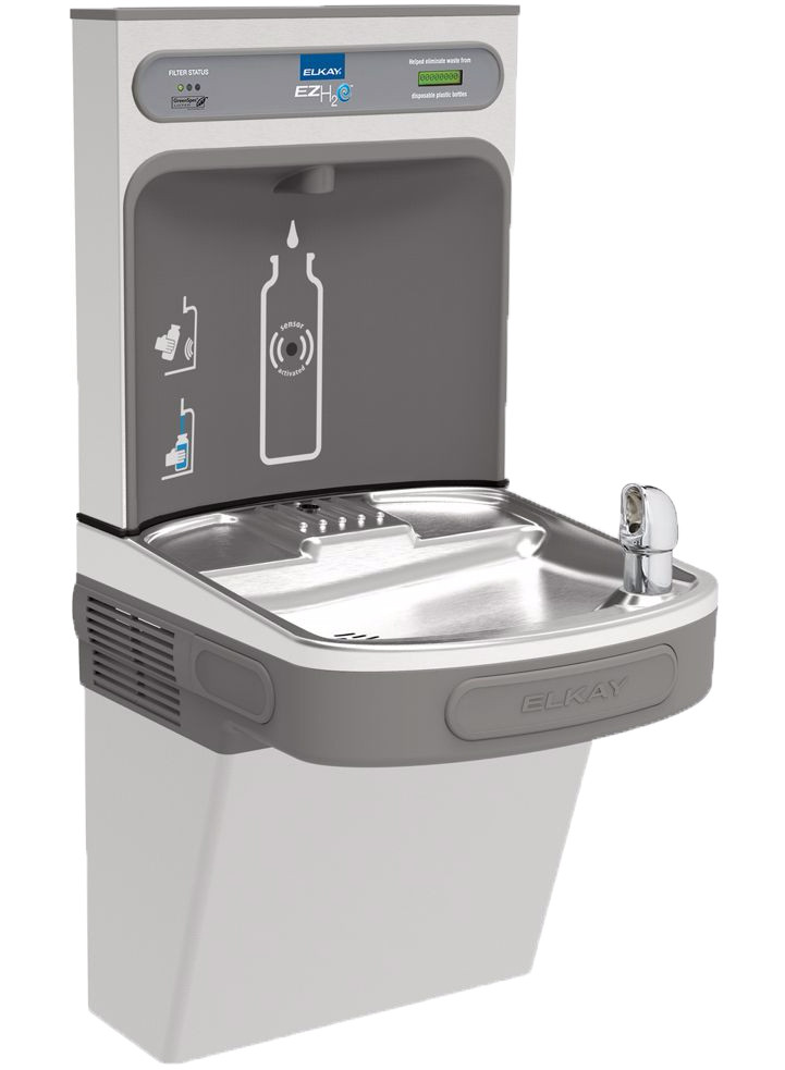 Elkay EZH2O LZS8WSVRSK Filtered Stainless Steel Drinking Fountain with Bottle Filler and Vandal-Resistant Bubbler