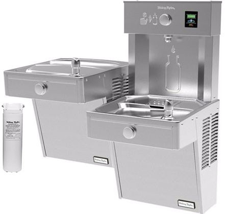 Halsey Taylor HydroBoost HTHBHVR8BL Filtered Heavy Duty Vandal-Resistant Dual Drinking Fountain with Bottle Filler
