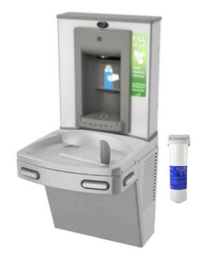Oasis PGF8EBF Filtered Stainless Steel Drinking Fountain with Bottle Filler