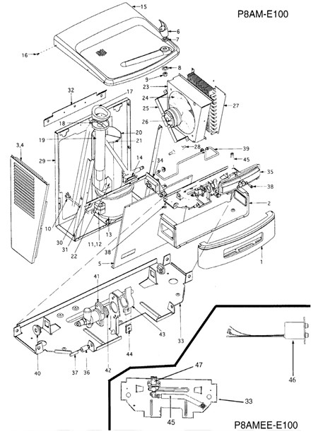 Oasis P8AM-E100 Parts Breakdown