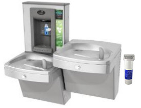 Oasis PGVF8SBFSL Filtered Vandal-Resistant Dual Drinking Fountain with Manual Bottle Filler
