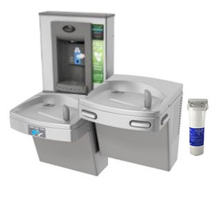 Oasis PGF8EBFSLTM Filtered  Stainless Steel Sensor-Operated (lower unit only) Dual Drinking Fountain with Bottle Filler