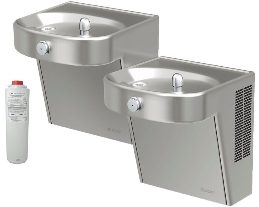 Elkay LVRCHDTLDDSC Filtered NON-REFRIGERATED Heavy Duty Vandal-Resistant Dual Drinking Fountain