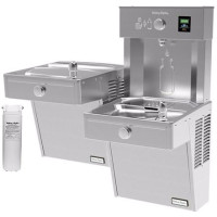 Halsey Taylor HydroBoost HTHBHVR8BL Filtered Heavy Duty Vandal-Resistant Dual Drinking Fountain with Bottle Filler