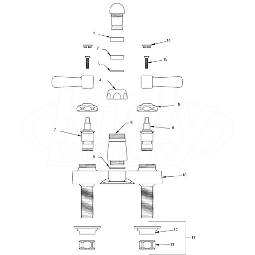 Zurn Z812 4" Centerset Faucet (Swing Spouts) Parts Breakdown