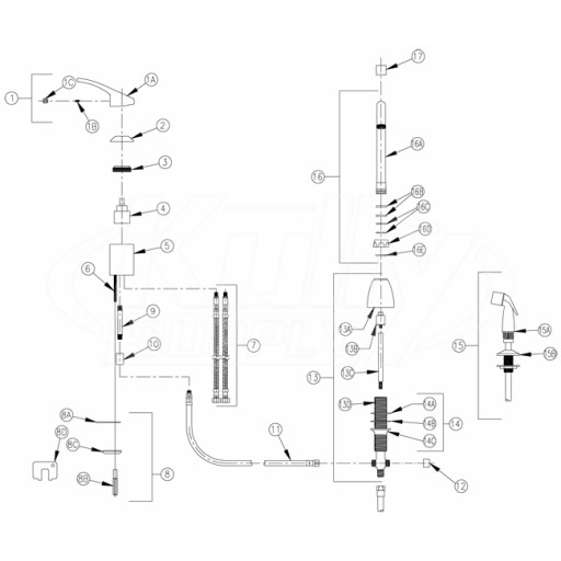 Zurn Z824C0-HS Faucet Parts Breakdown 