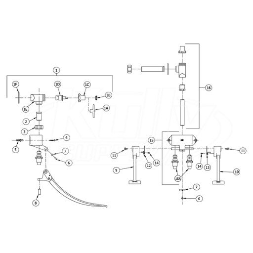 Zurn Z85500-VC-WM Double Foot Pedal Valve Parts Breakdown
