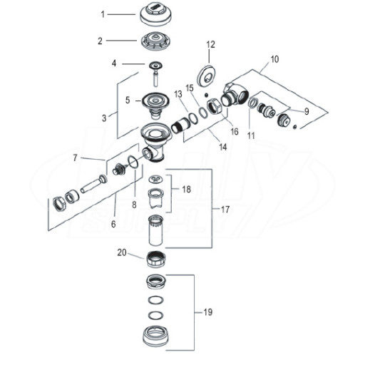 Zurn AquaFlush Flush Valve Parts Breakdown