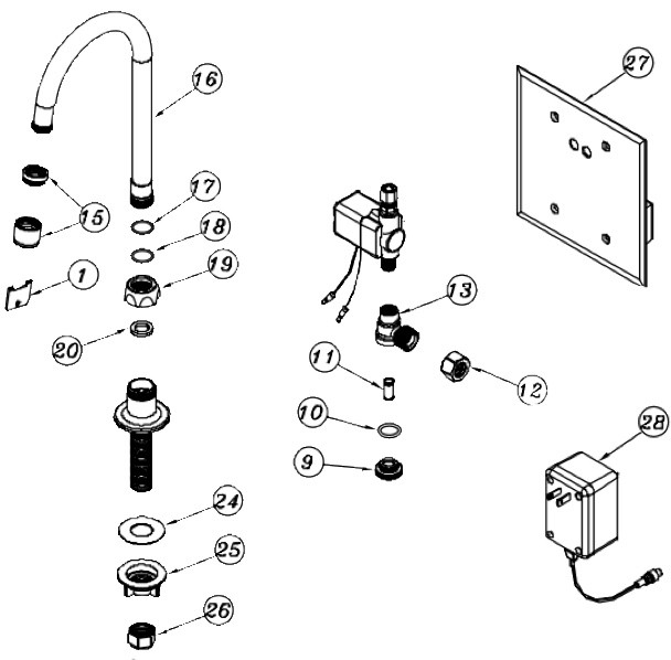 Zurn Z6903-76 AquaSense Faucet Parts Breakdown