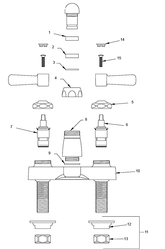 Zurn Z812 4" Centerset Faucet (Swing Spouts) Parts Breakdown