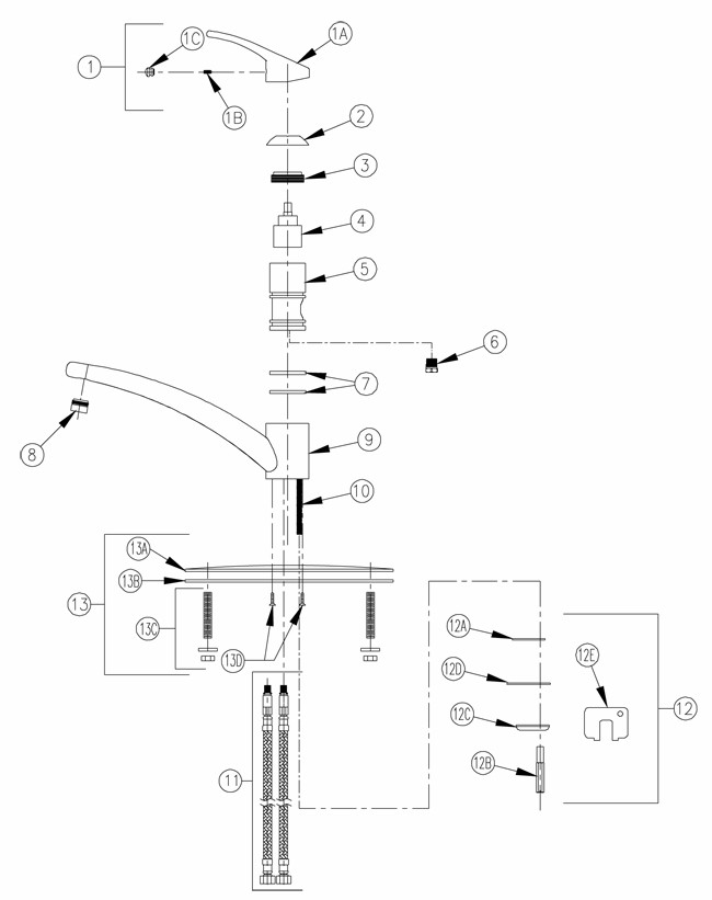 Zurn Z82300-CP8 Faucet Parts Breakdown