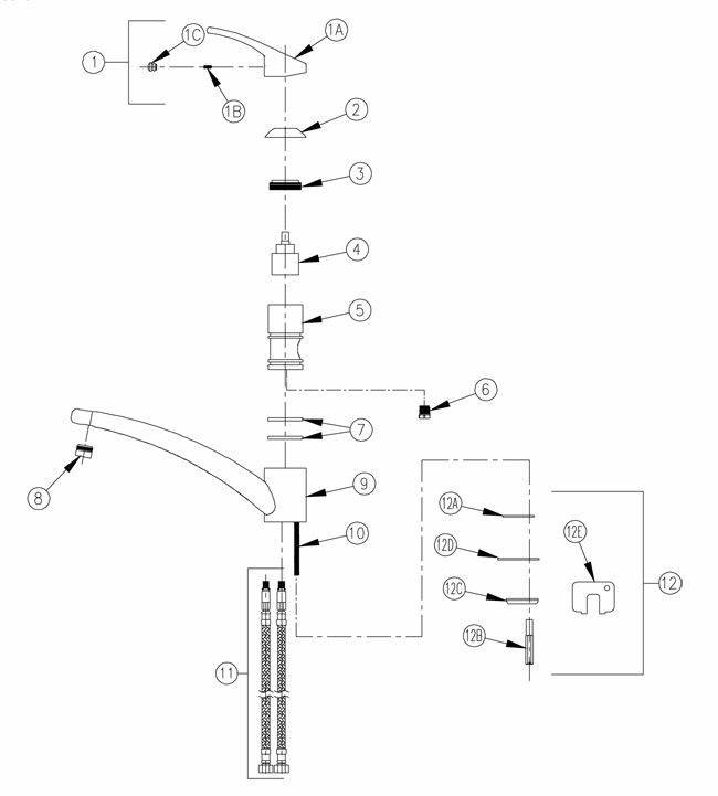 Zurn Z82300 Faucet Parts Breakdown