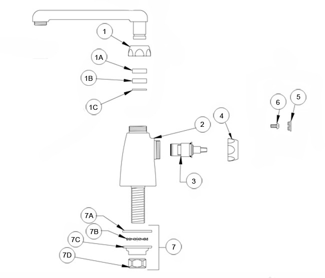 Zurn Single Control Swing Spout Lab Faucet Parts Breakdown 