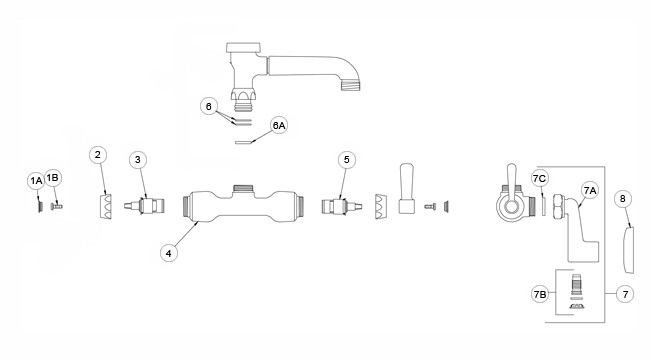 Zurn Z841 Vacuum Breaker Spout Faucet Parts Breakdown 